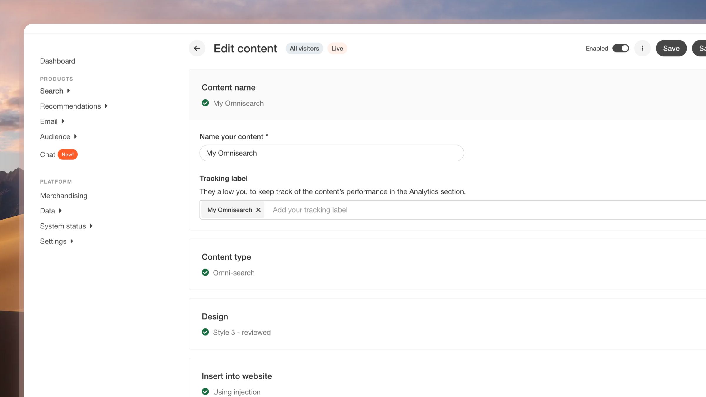 Screenshot of how to edit content